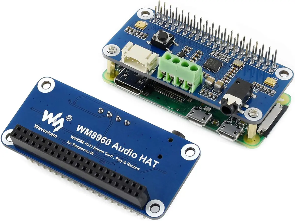 Wonrabai WM8960 Hi-Fi Sound Card HAT for Raspberry Pi 5/4B/3B+/3B/Pi Zero 2W/ Zero W/Pico W/Pico 2W, Stereo Encode/Decode, Play/Record, Drives Speakers | 96kHz Sample Rate - view 7