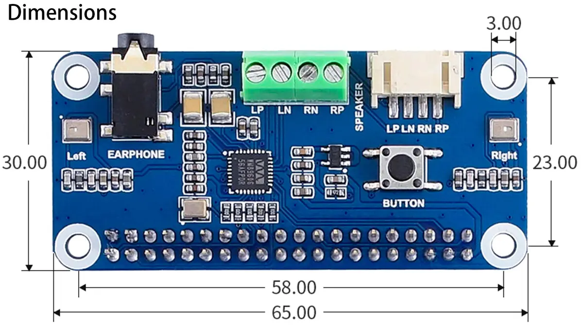 Wonrabai WM8960 Hi-Fi Sound Card HAT for Raspberry Pi 5/4B/3B+/3B/Pi Zero 2W/ Zero W/Pico W/Pico 2W, Stereo Encode/Decode, Play/Record, Drives Speakers | 96kHz Sample Rate - view 8