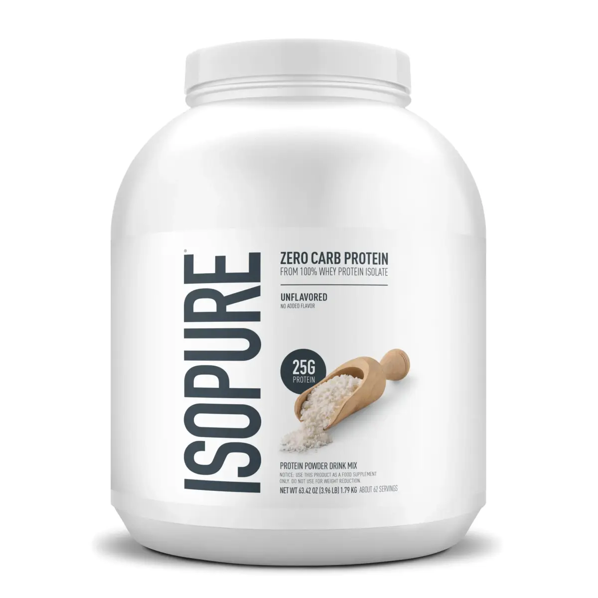 Isopure Zero Carb Whey Isolate Protein Powder Unflavored 2.04 kg (4.5 lb) | 25g Protein Per Serving, Gluten-Free, Immune Support - main product image