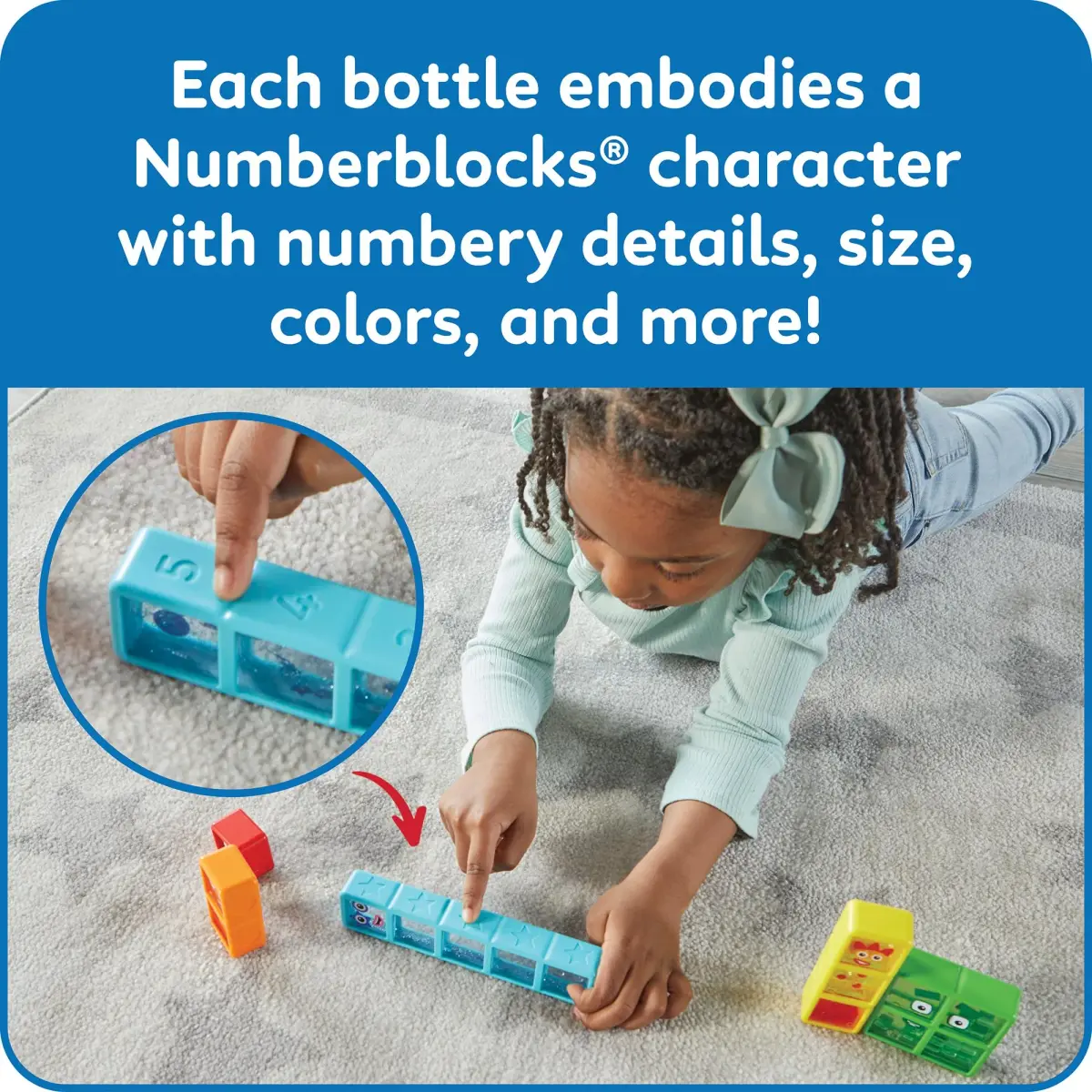 hand2mind Numberblocks One to Five Sensory Bottles, Ages 3+ | 5-Pack, Multicolor - view 5