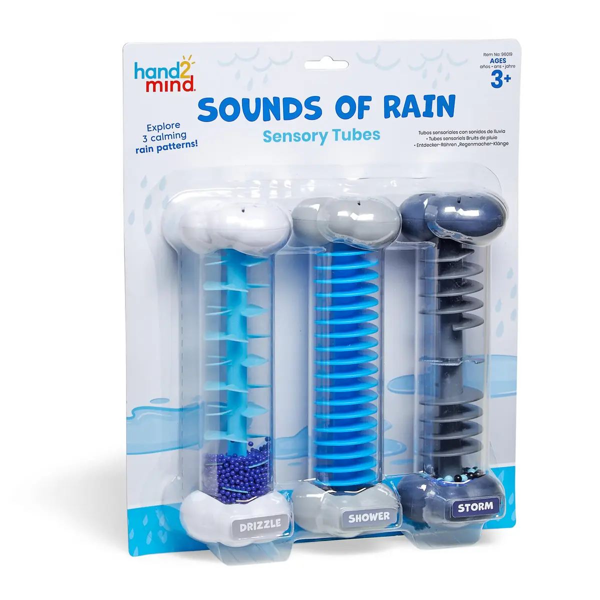 Learning Resources Calming Sounds Sensory Tubes Rain Sound Fidget Tubes Ages 3+ | Soothing Rain & Storm Sounds for Mindfulness - main product image