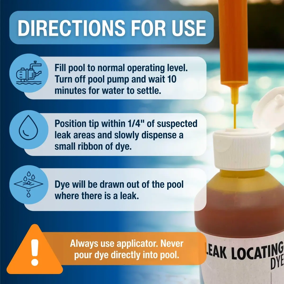 Leakmaster Pool Leak Detection Kit Yellow Dye 8 oz (237 ml) with Reusable Syringe | Professional Water Tracing Tool - view 3
