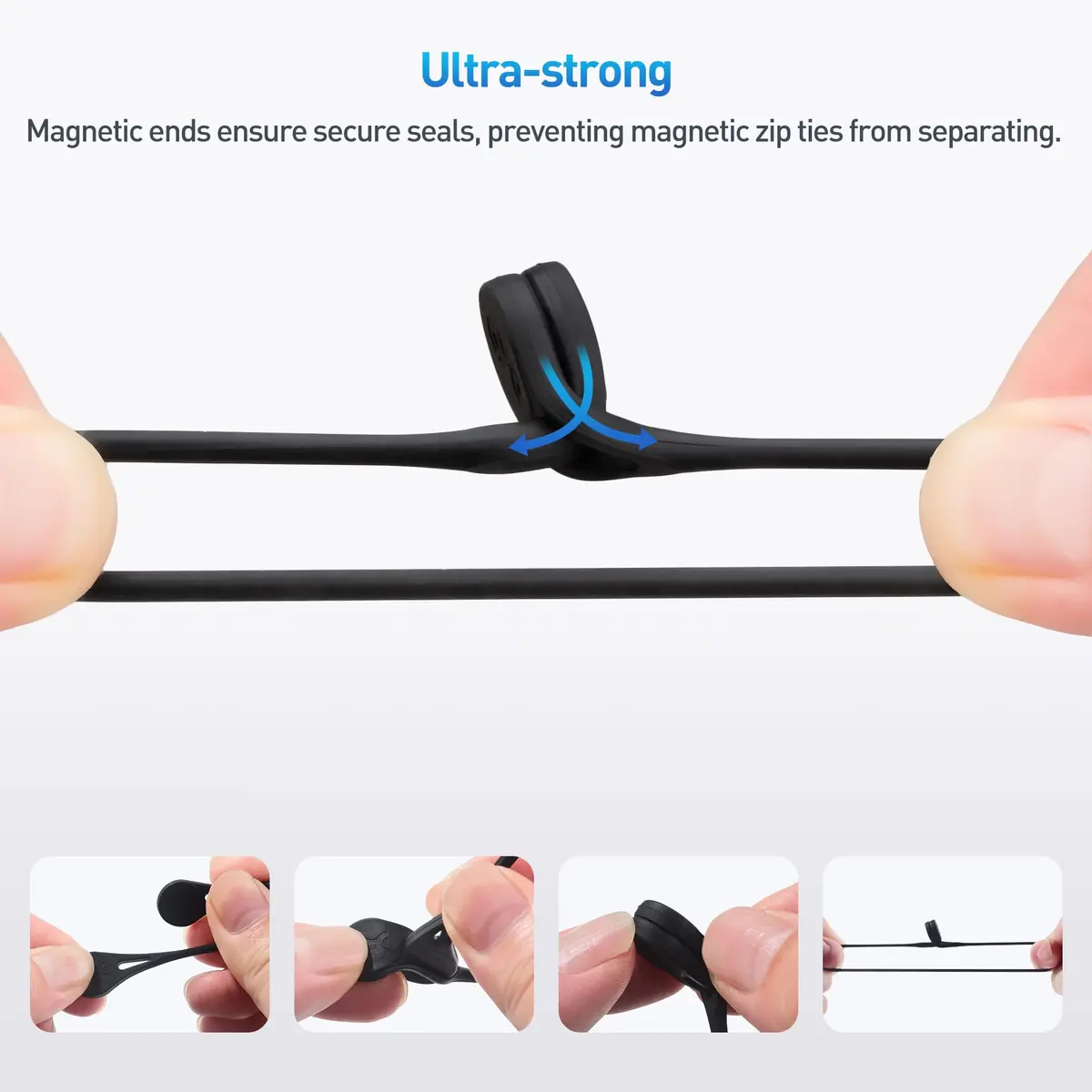 Cable Matters Silicone Magnetic Cable Ties 10-Pack | Strong, Flexible, Color-Coded - view 2