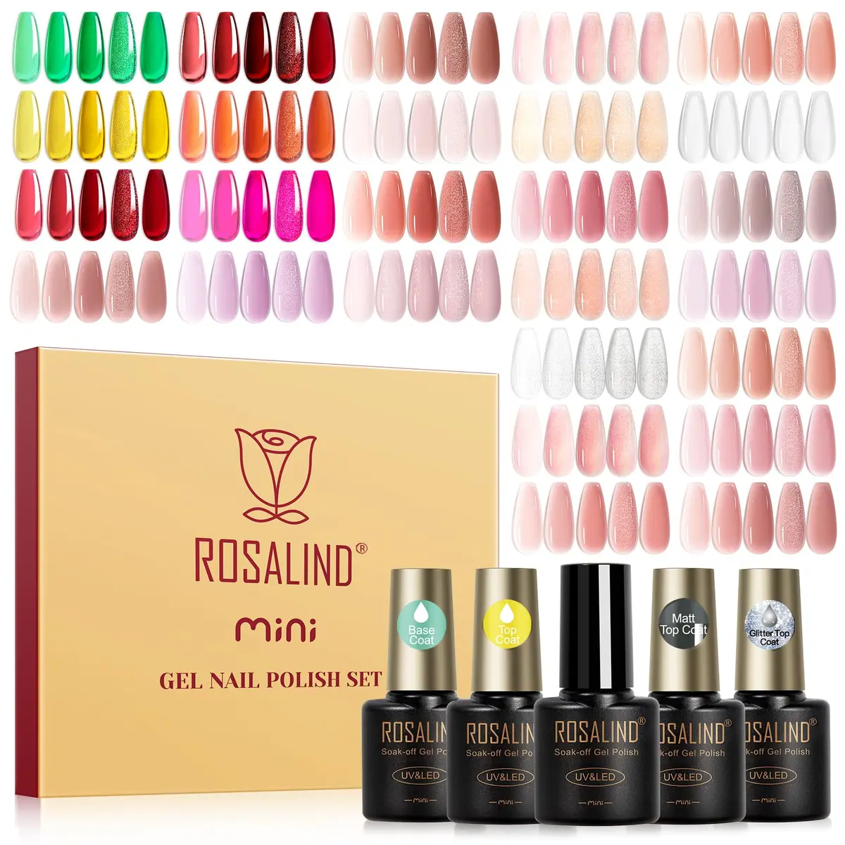 ROSALIND 30pcs Jelly Gel Polish Set, 26 Colors Translucent Nude Pink Gel, 5ml (0.17 Fl Oz) Each | Salon Quality for India - main product image