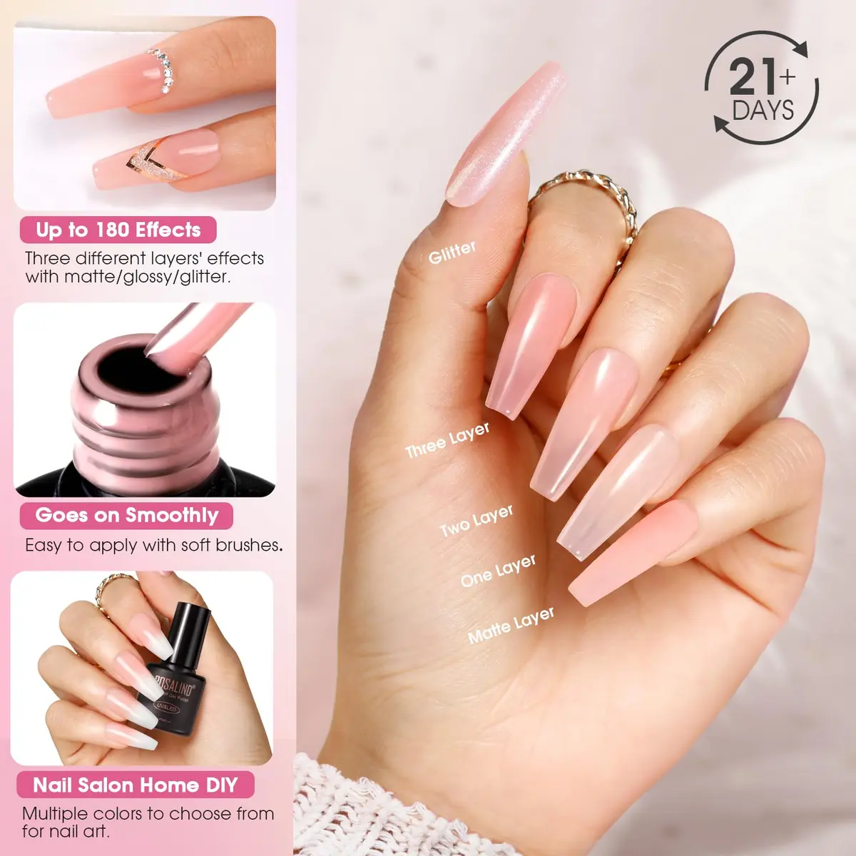 ROSALIND 30pcs Jelly Gel Polish Set, 26 Colors Translucent Nude Pink Gel, 5ml (0.17 Fl Oz) Each | Salon Quality for India - view 4