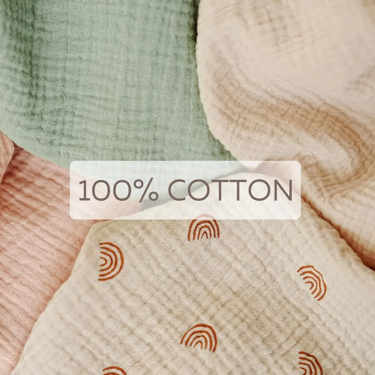 MairMore 100% Muslin Cotton Nursing Cover Ivory Rainbow | 80cm x 100cm (31.5" x 39.4") - view 2