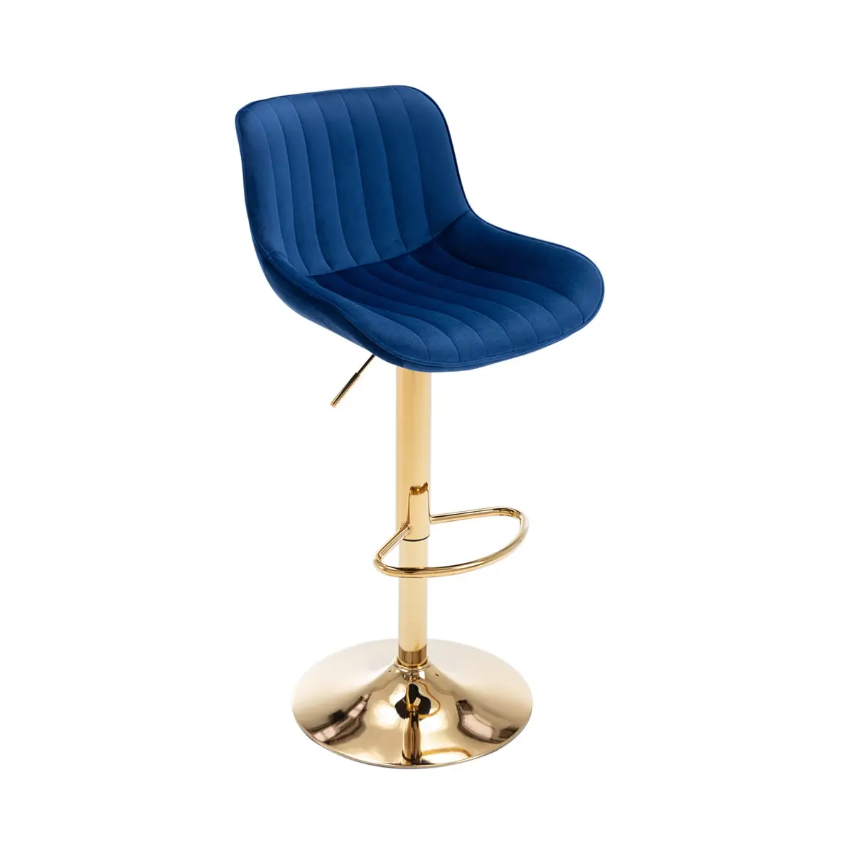Kiztir Velvet Bar Stools Set of 2 | Adjustable Counter Height Swivel with Footrest (Blue) - view 9