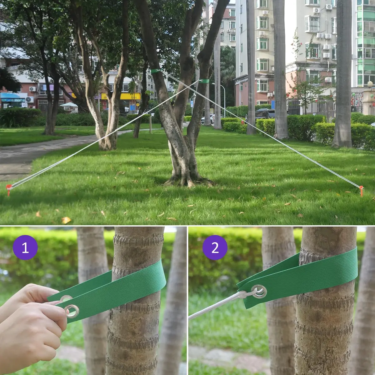FCENDS Tree Support Straps for Staking, 40 PCS 39.6 cm (15.6 in) Green Nylon Straps | Hurricane Protection & Straightening Ties - view 7