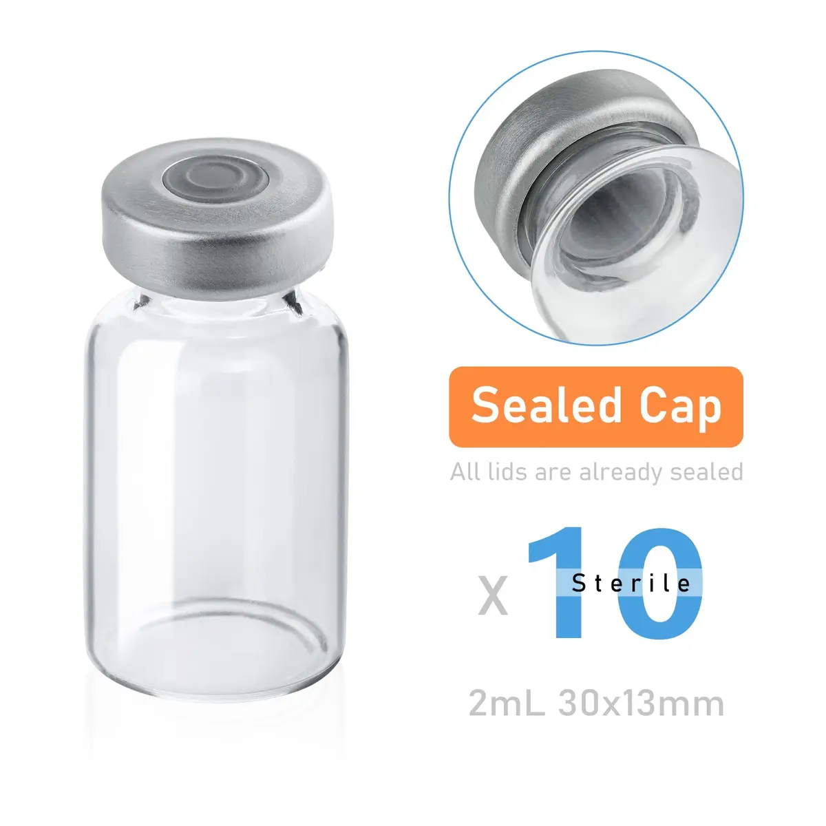 Knixxo 2ml Sealed Sample Glass Vials with Self-Healing Injection Port, 10 Pack (2ml / 0.067 Fl Oz) - view 5
