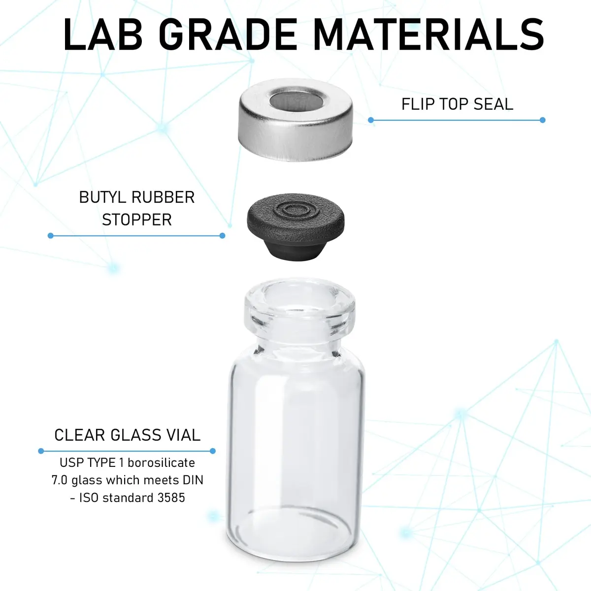 Knixxo 2ml Sealed Sample Glass Vials with Self-Healing Injection Port, 10 Pack (2ml / 0.067 Fl Oz) - view 2