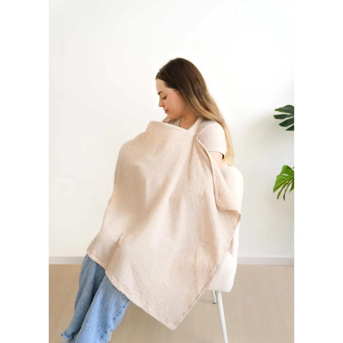 MairMore 100% Muslin Cotton Nursing Cover Ivory 44 x 28 inches | Breathable & Soft for Moms & Babies - view 5