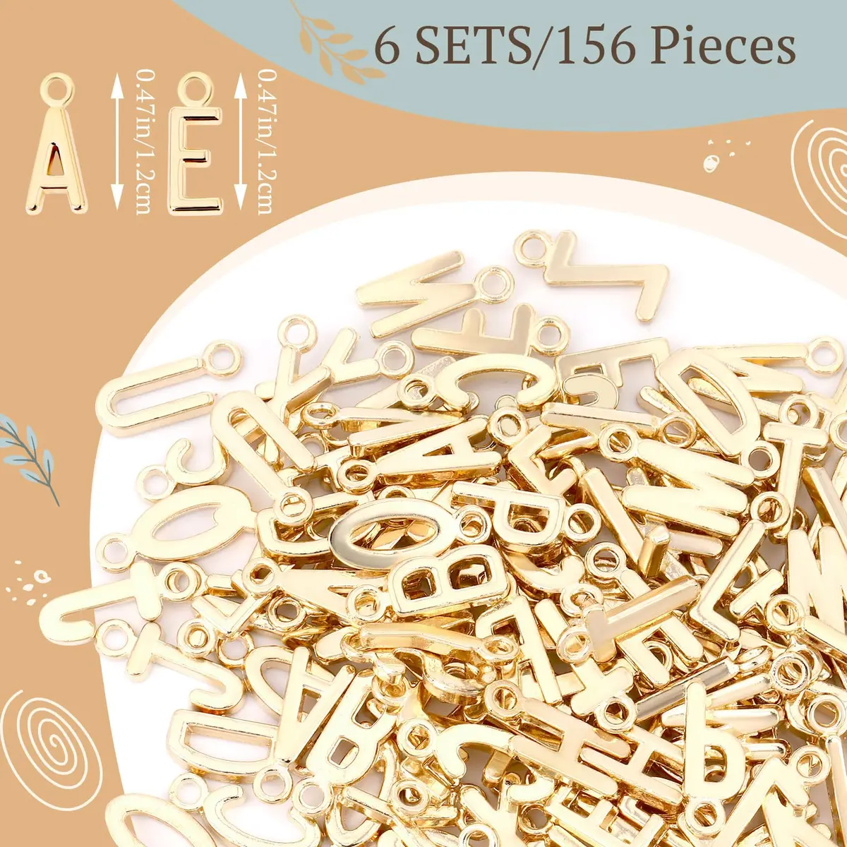 SANNIX Letter Charms Alphabet ABC 156Pcs | Durable Zinc Alloy Jewelry Charms for DIY - view 2