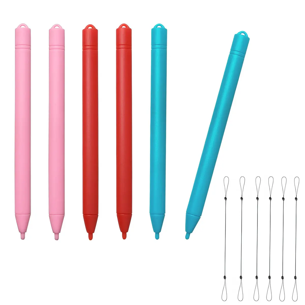 Yemotopro Replacement Stylus Drawing Pen for LCD Writing Tablets | Colorful 6 PCS Kids Drawing Stylus with Elastic Lanyards - main product image