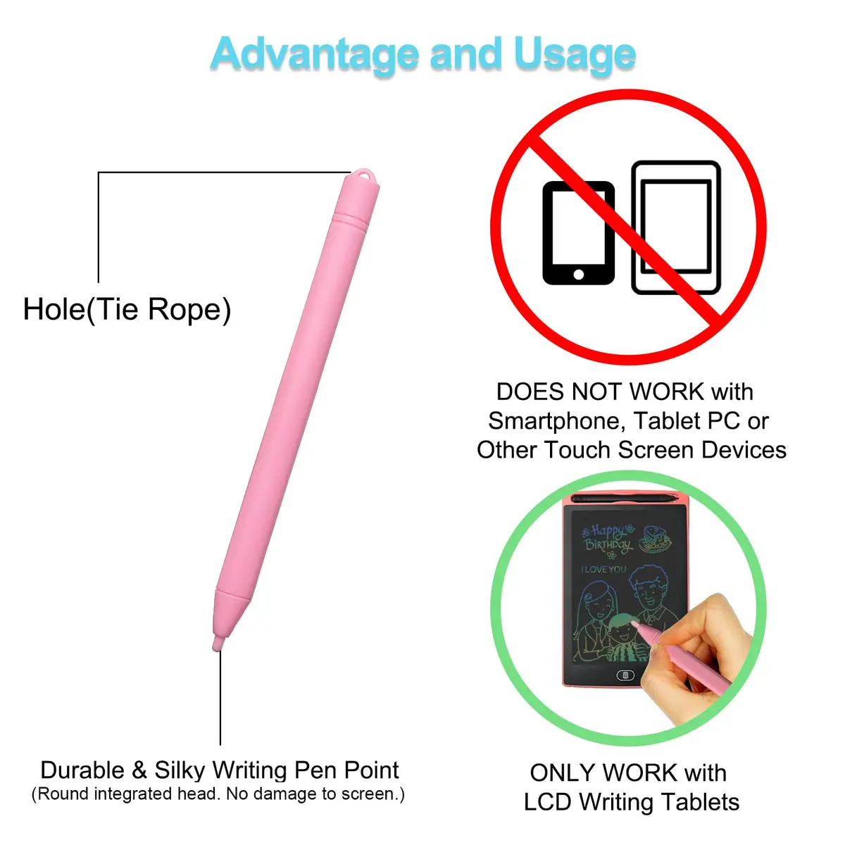 Yemotopro Replacement Stylus Drawing Pen for LCD Writing Tablets | Colorful 6 PCS Kids Drawing Stylus with Elastic Lanyards - view 2