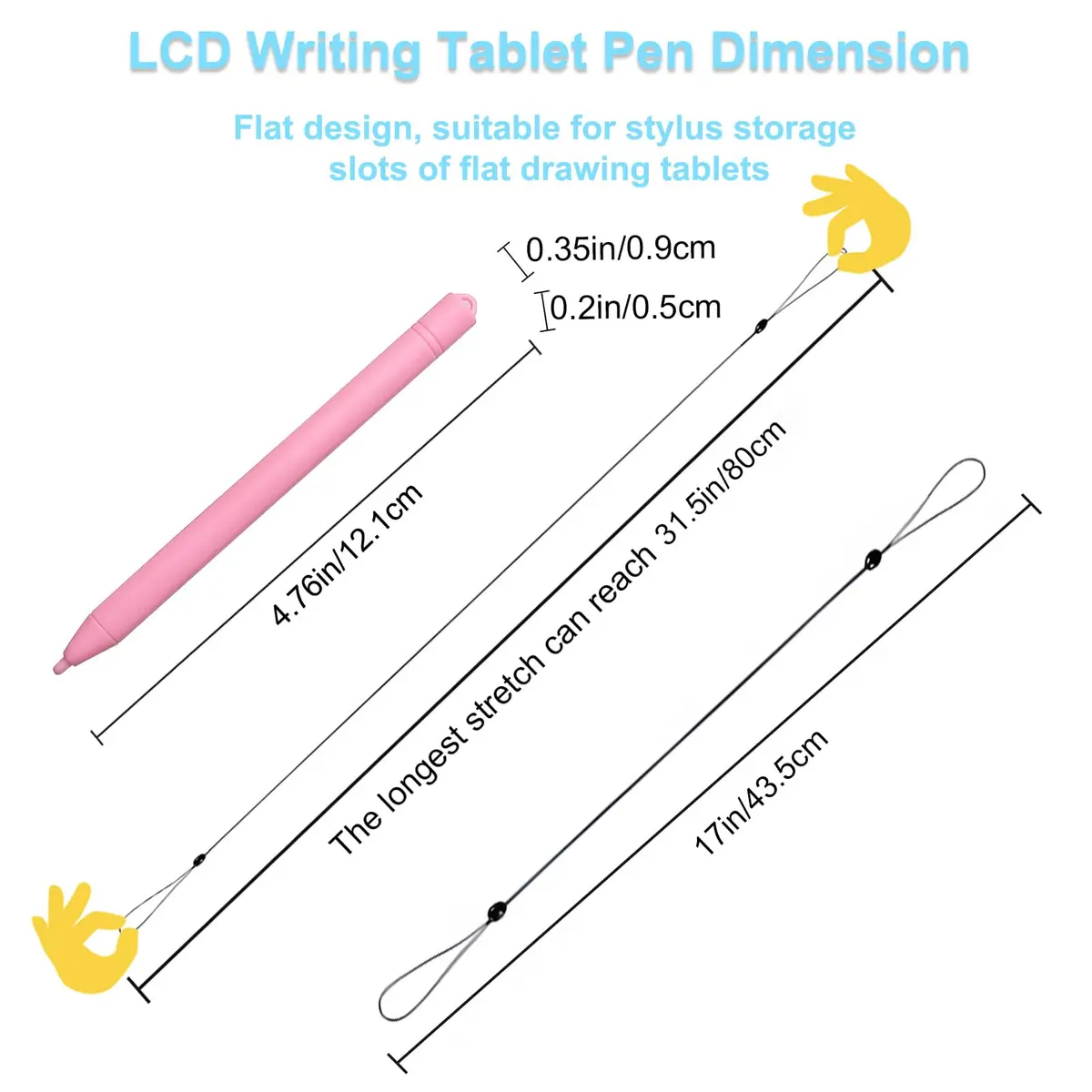 Yemotopro Replacement Stylus Drawing Pen for LCD Writing Tablets | Colorful 6 PCS Kids Drawing Stylus with Elastic Lanyards - view 3
