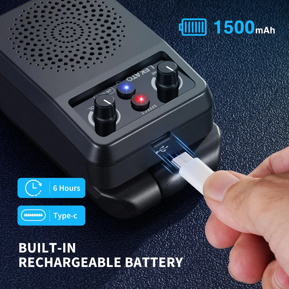LEKATO Mini Electric Guitar Amp 5W | Portable Bluetooth Practice Amp with 4 Effects - view 4