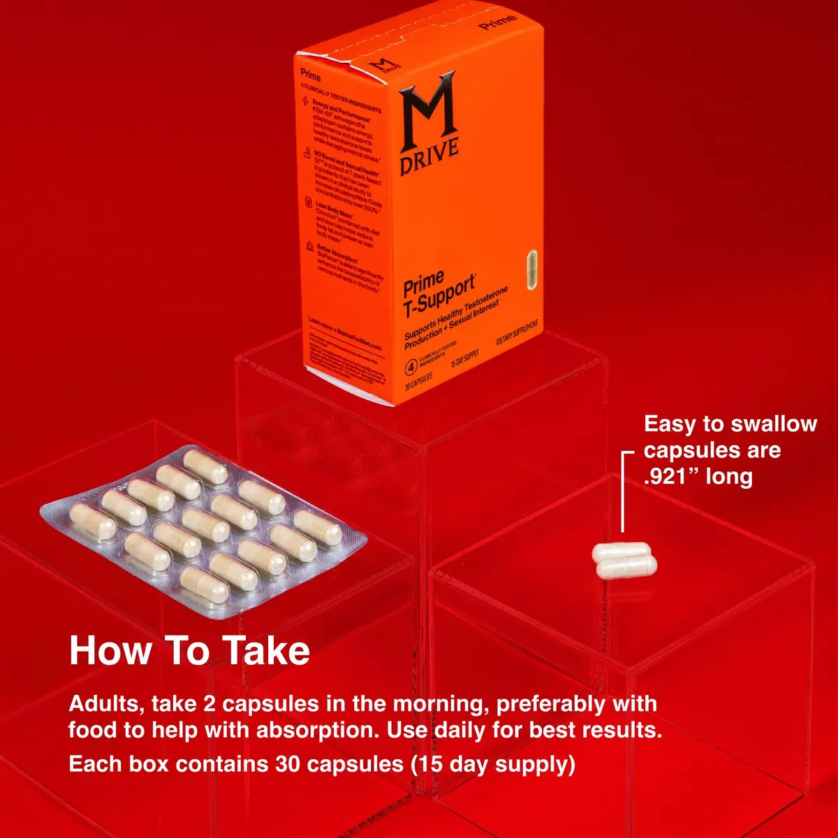M Drive Prime Men's T-Support Supplement 30 Count | Max Energy & Lean Muscle Support - view 5