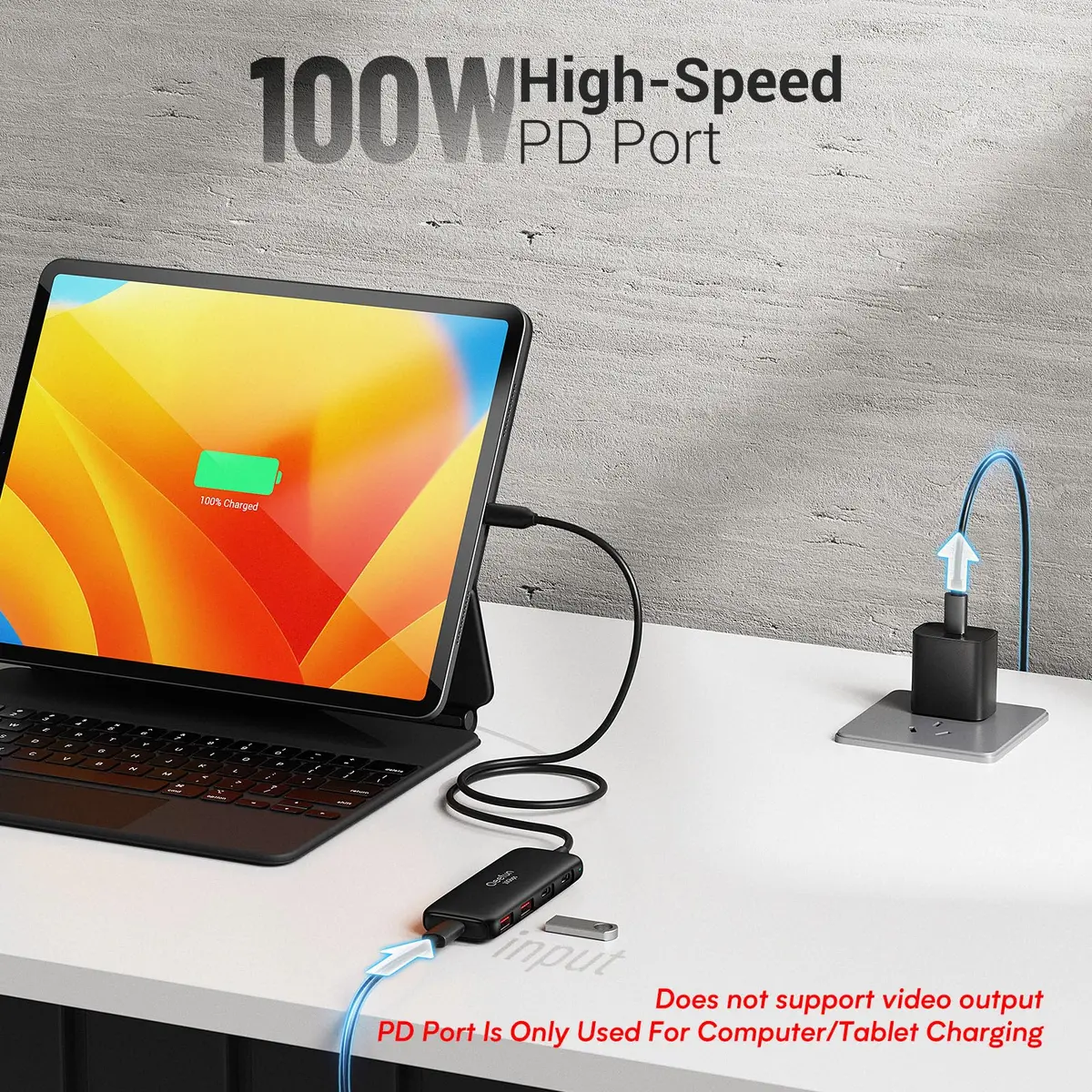 Q QEEFUN USB C Hub 10Gbps, 4-Port USB 3.2 Gen 2 Hub with 2 USB-C & 2 USB-A Ports, 100W PD Charging Port, Aluminum Casing - view 5