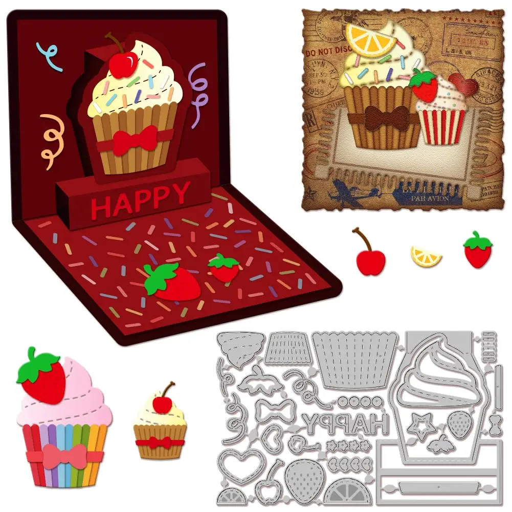 GLOBLELAND Carbon Steel Cupcake Die 6.1x3.7inch | DIY Scrapbooking & Paper Craft - main product image