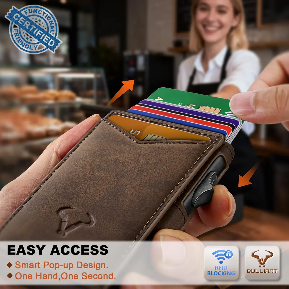 BULLIANT Men Slim Magnetic Leather Wallet with Metal Money Clip | 9 Card Slots, RFID Protected, Compact Fit - view 4