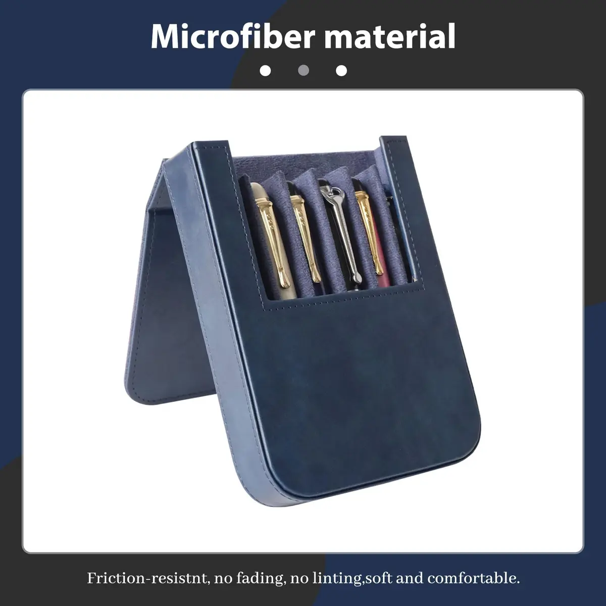 MIVLXLX 6 Slot Fountain Pen Case, Handmade Magnetic,Christmas Gift (blue) | Space-Saving Organizer for Pens - view 3