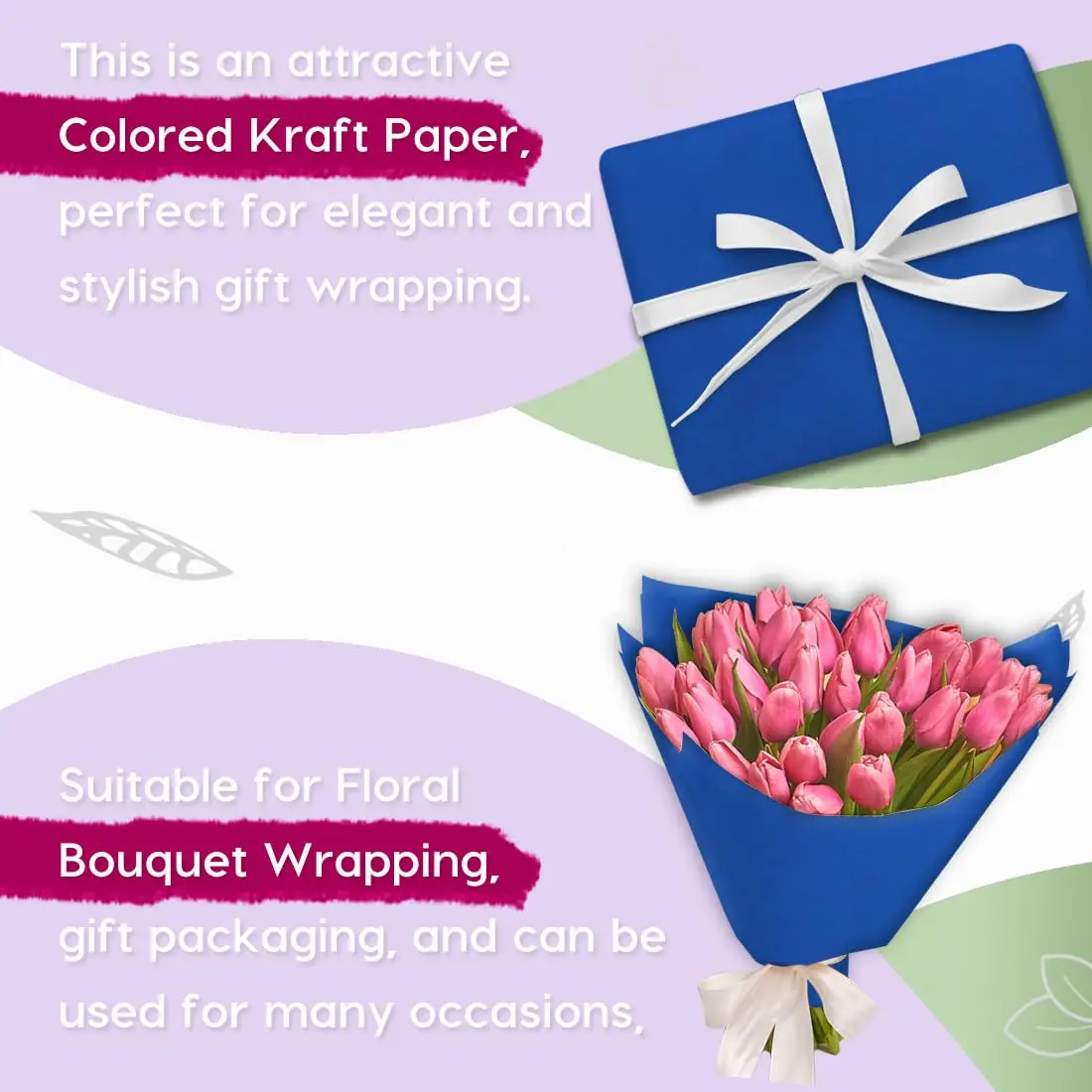 PH PERKHOMY Blue Kraft Paper Roll 17.5" x 80' | Versatile Gift & Craft Wrap (110 chars) - view 4
