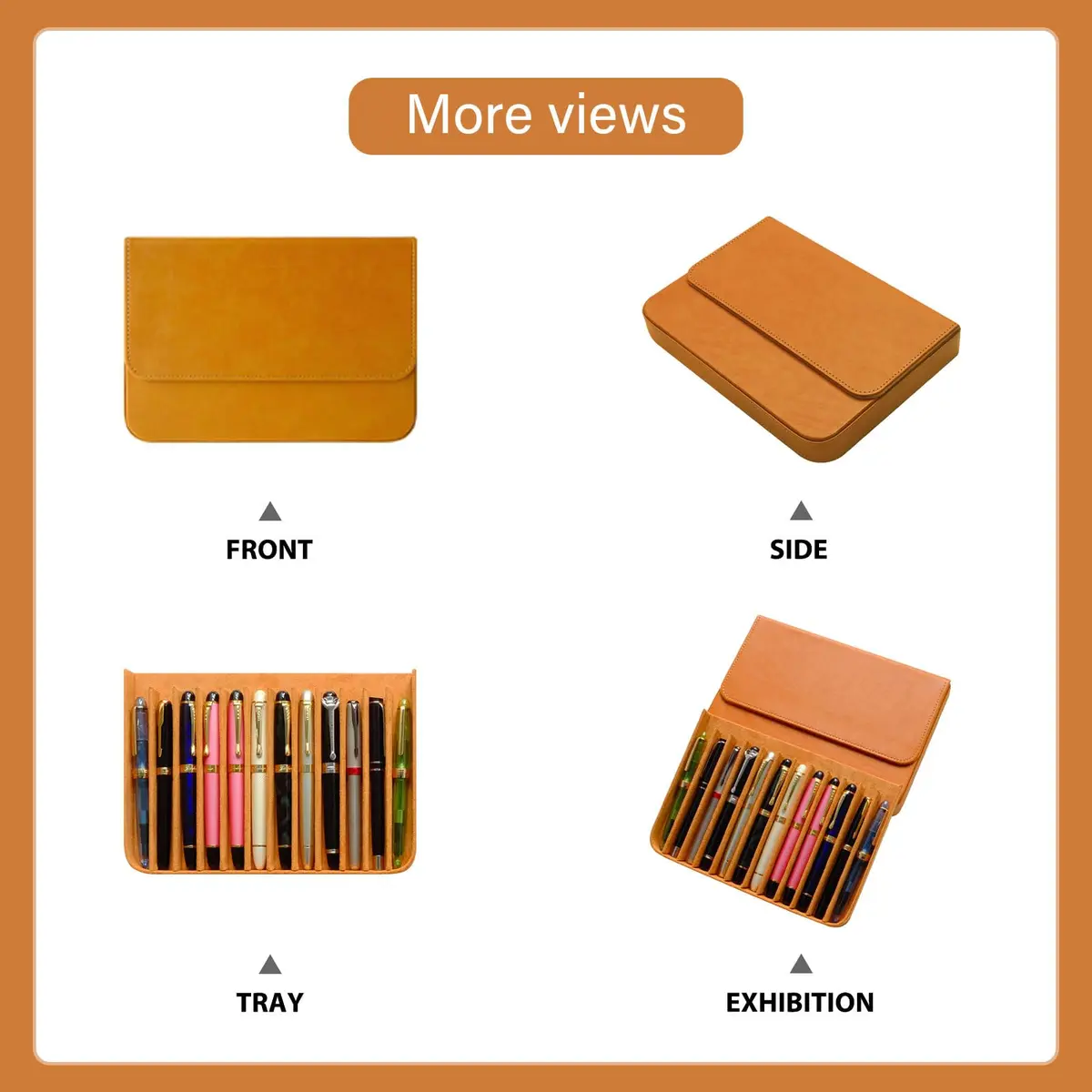 MIVLXLX 12 Slot Fountain Pen Case, Handmade Magnetic, Christmas Gift (brown) | Organizer for Fountain Pens - view 5