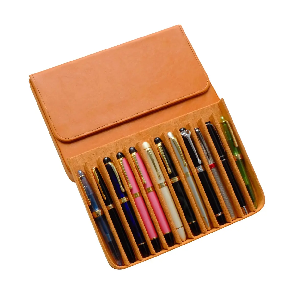 MIVLXLX 12 Slot Fountain Pen Case, Handmade Magnetic, Christmas Gift (brown) | Organizer for Fountain Pens - view 9