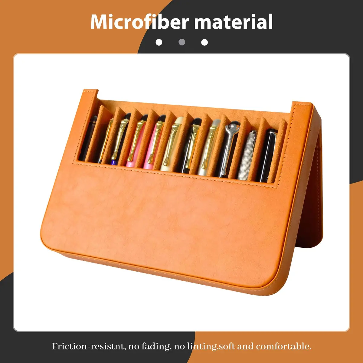 MIVLXLX 12 Slot Fountain Pen Case, Handmade Magnetic, Christmas Gift (brown) | Organizer for Fountain Pens - view 3