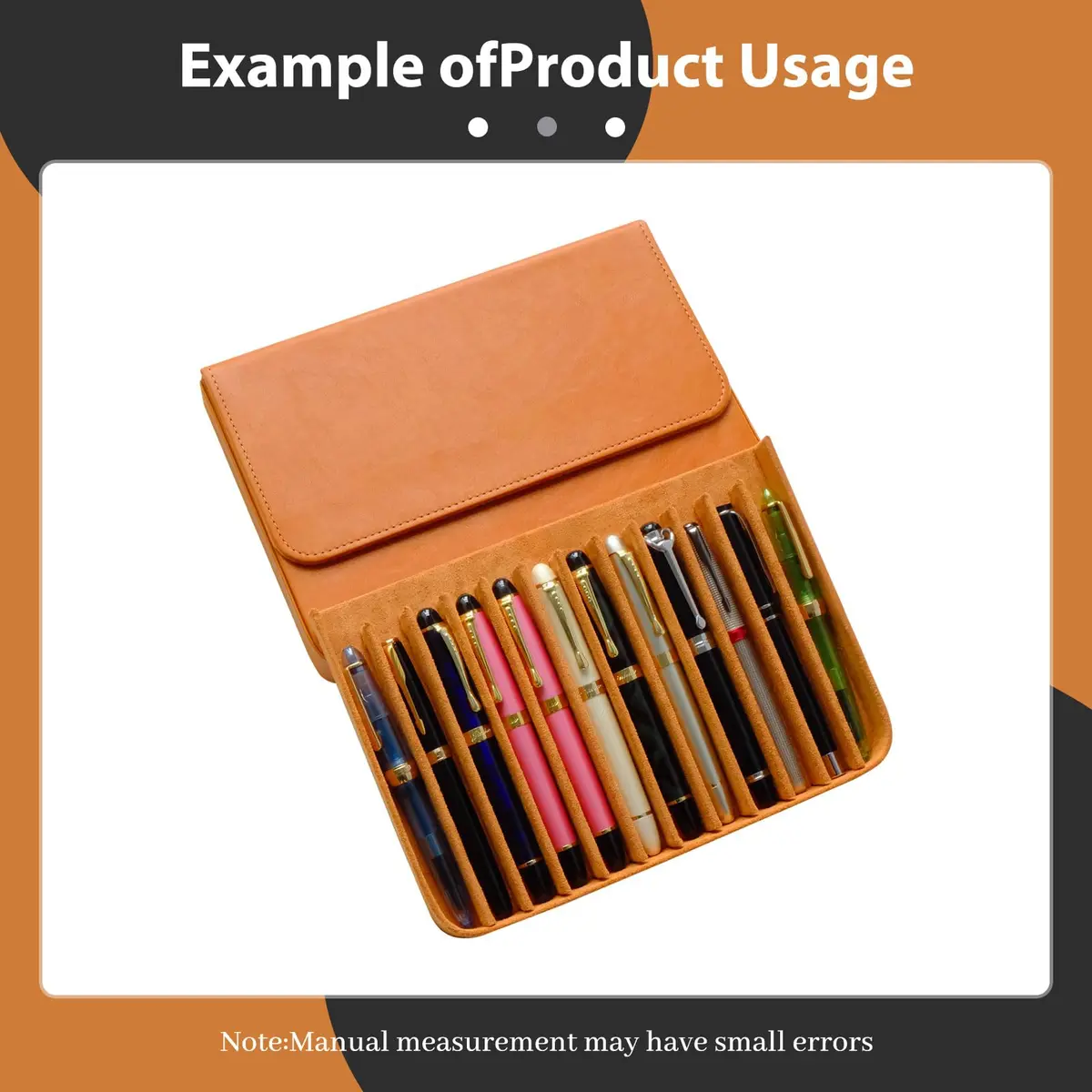 MIVLXLX 12 Slot Fountain Pen Case, Handmade Magnetic, Christmas Gift (brown) | Organizer for Fountain Pens - view 4