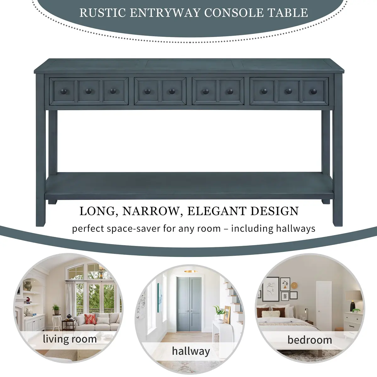 Brisca Console Table 60" Long with 2 Sizes of Drawers | Rustic Entryway Design - view 7