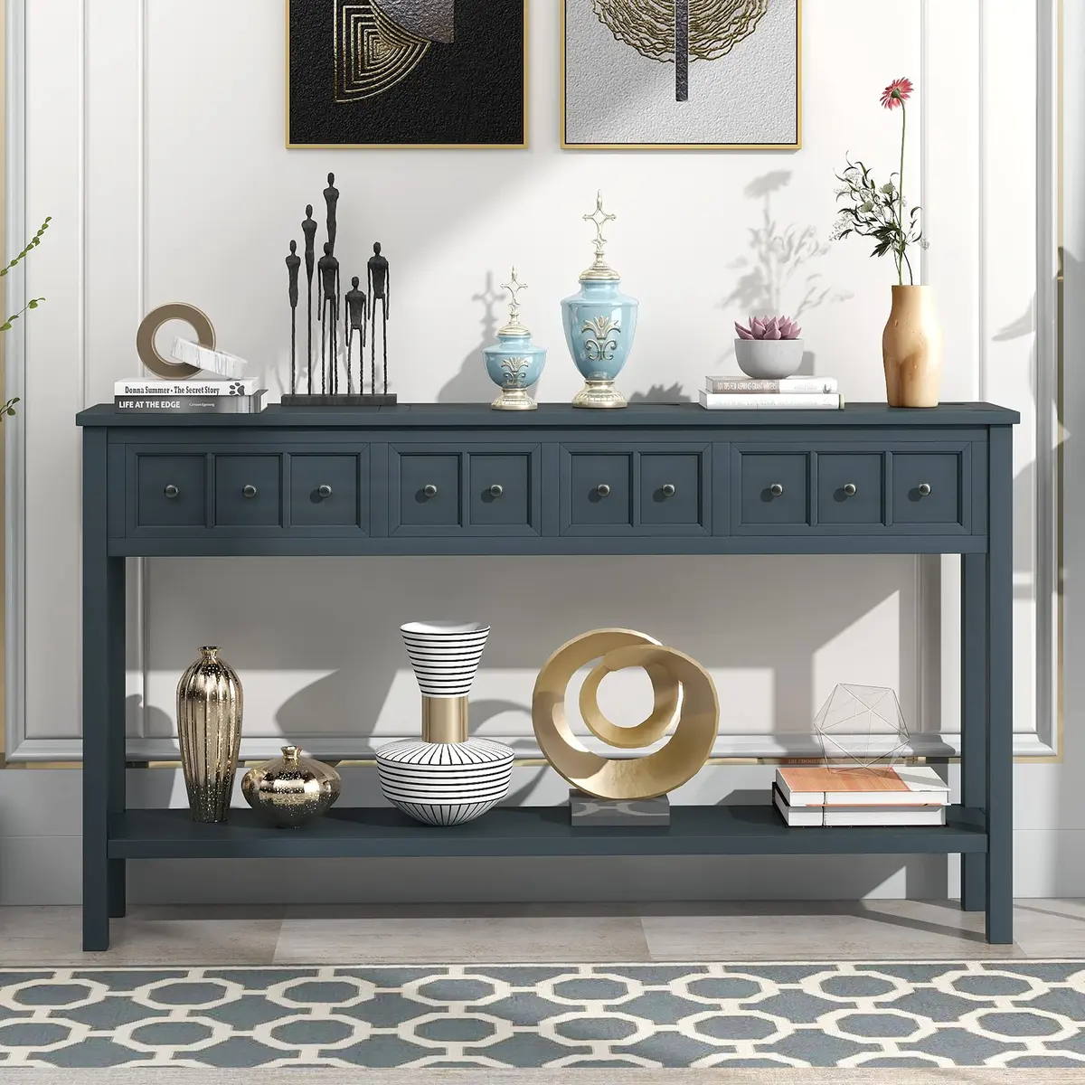 Brisca Console Table 60" Long with 2 Sizes of Drawers | Rustic Entryway Design - view 2