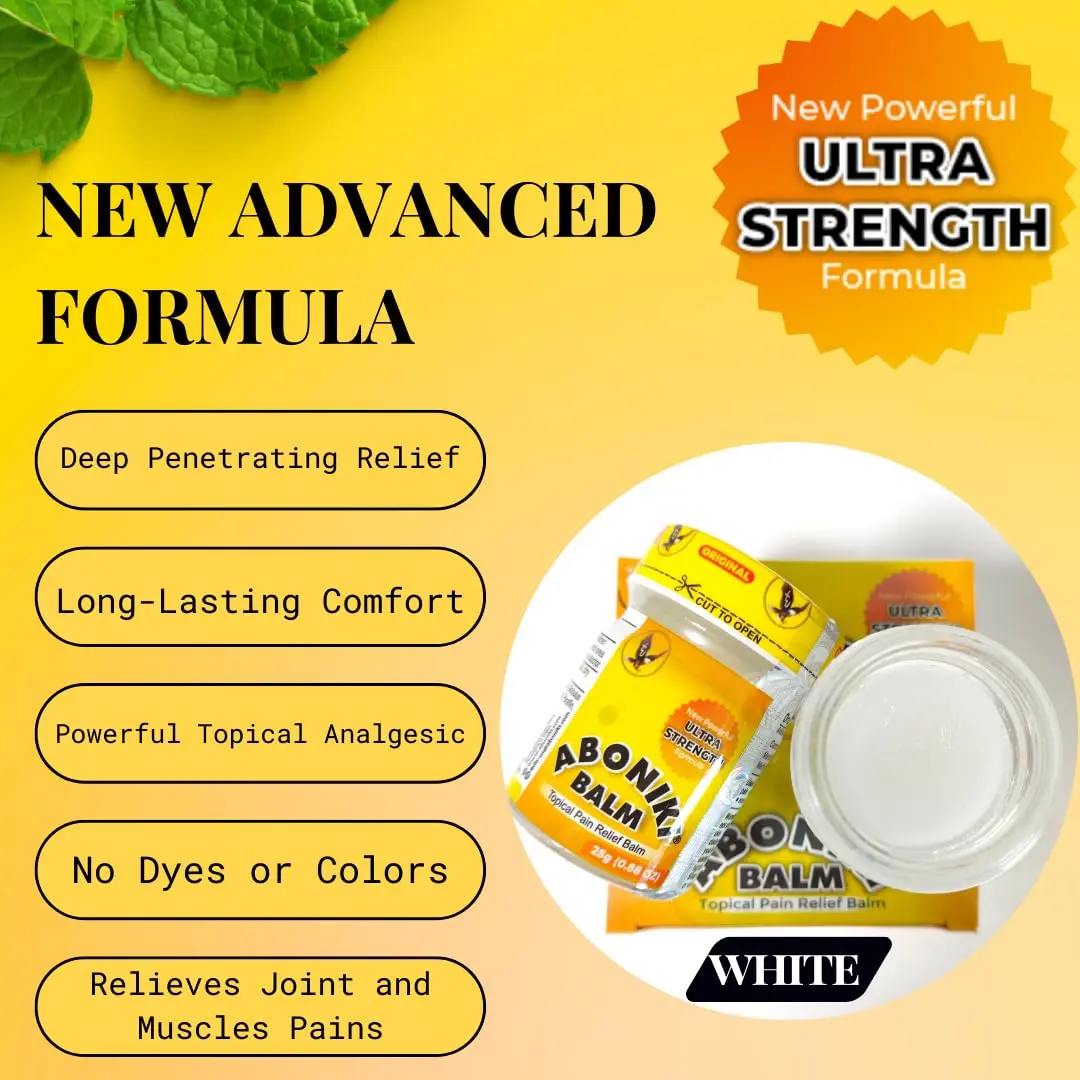 Aboniki Powerful Topical Pain Relief Balm with Natural Ingredients | Fast-Acting Soothing Relief for Joint Pain, Muscle Pain, Soreness, Cramps | 2 Glass Jars, White Formula (50g Total) - view 4