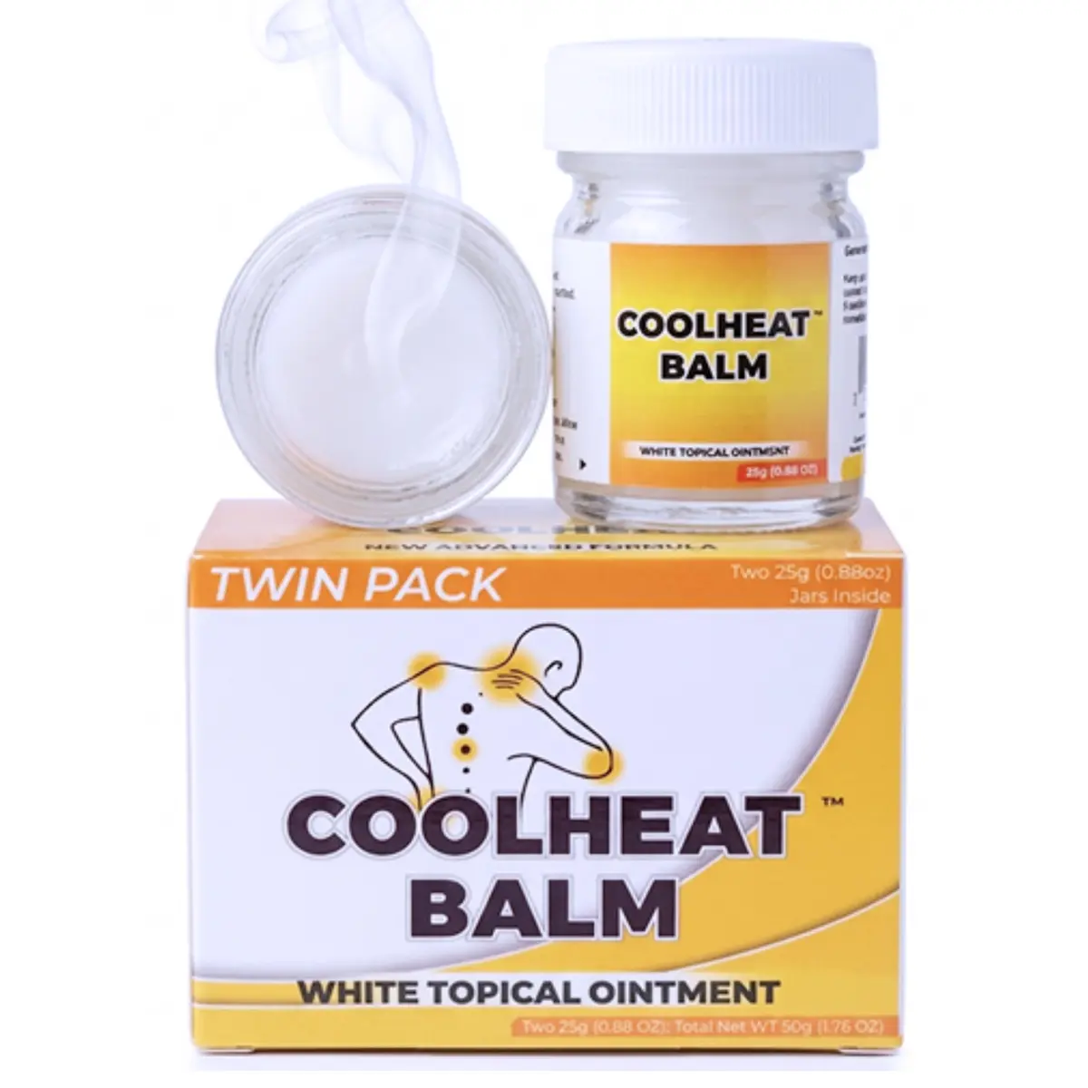 Aboniki Powerful Topical Pain Relief Balm with Natural Ingredients | Fast-Acting Soothing Relief for Joint Pain, Muscle Pain, Soreness, Cramps | 2 Glass Jars, White Formula (50g Total) - main product image