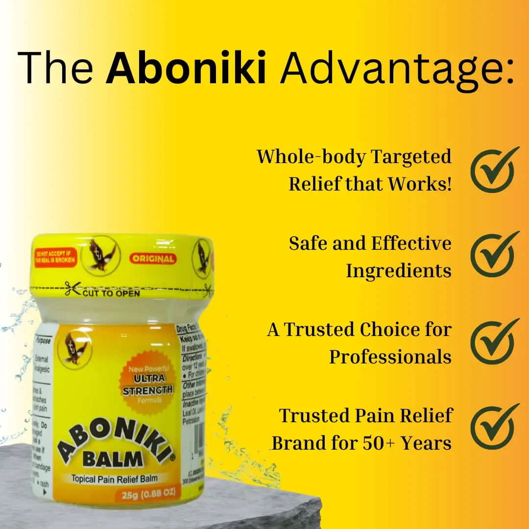 Aboniki Powerful Topical Pain Relief Balm with Natural Ingredients | Fast-Acting Soothing Relief for Joint Pain, Muscle Pain, Soreness, Cramps | 2 Glass Jars, White Formula (50g Total) - view 3