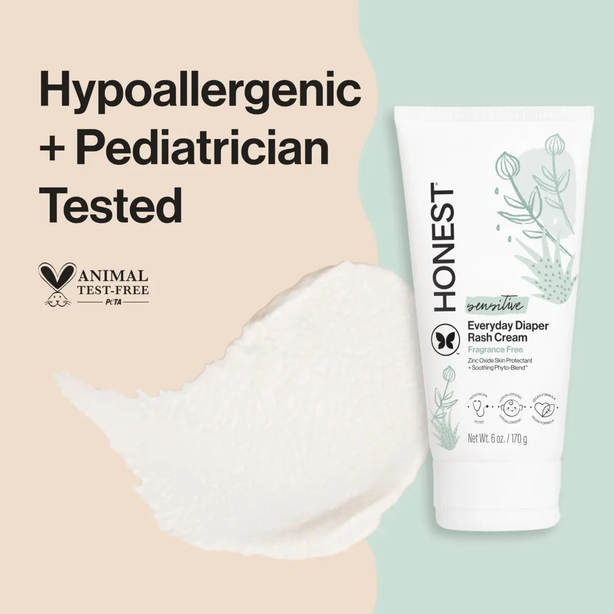 The Honest Company Diaper Rash Cream Zinc Oxide Ointment 170g (6 oz) | Hypoallergenic & NEA Recognized - view 2