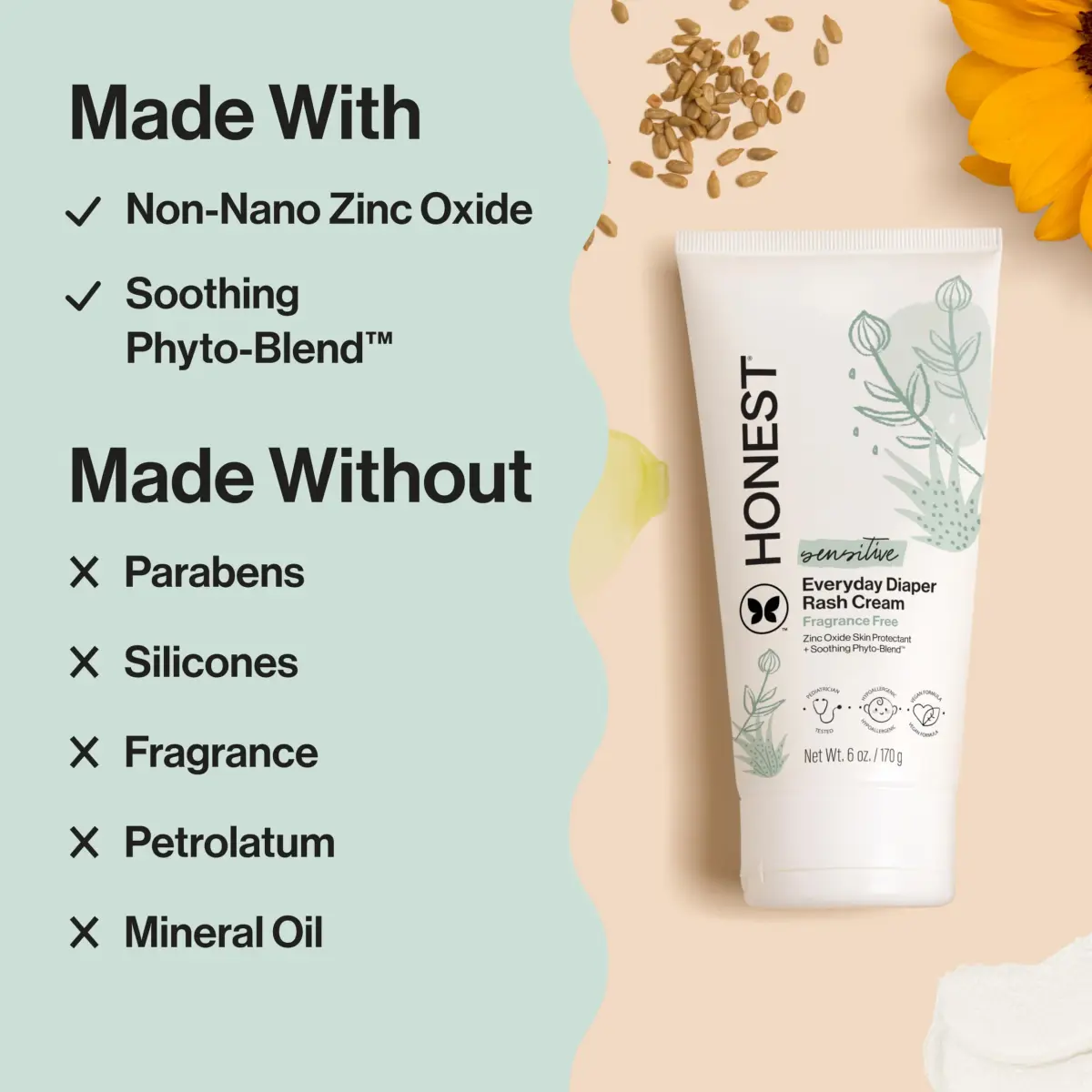 The Honest Company Diaper Rash Cream Zinc Oxide Ointment 170g (6 oz) | Hypoallergenic & NEA Recognized - view 4