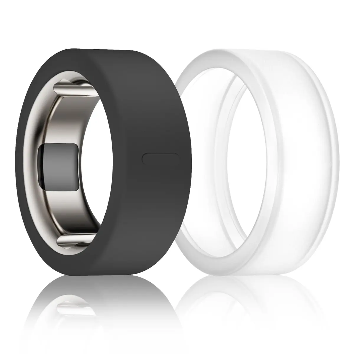 BandSmith Silicone Ring Cover for Oura Ring Gen 3/4, Size S (Black+Transparent) | Protects Smart Ring During Activities - main product image