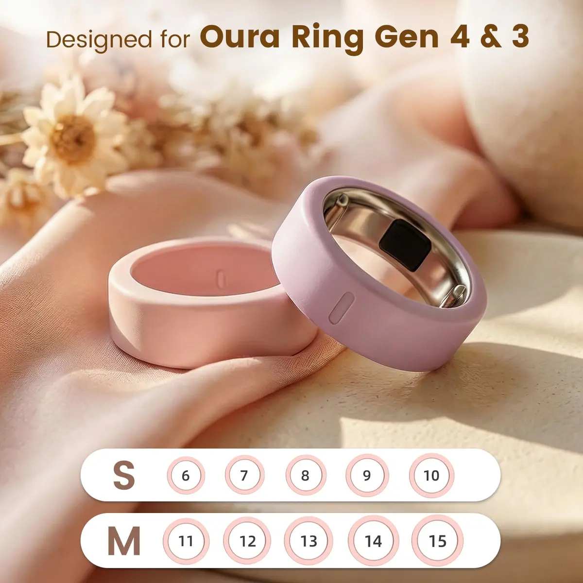 BandSmith Silicone Ring Cover for Oura Ring Gen 3/4, Size S (Black+Transparent) | Protects Smart Ring During Activities - view 2