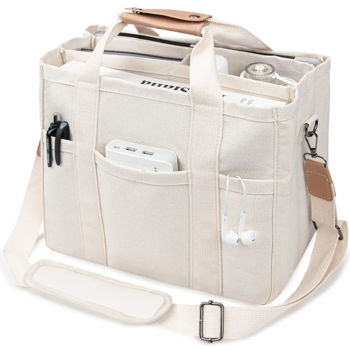 ABOUME Canvas Tote Bag with Multi-Pocket Large Capacity | Multi-Function Women’s Handbag - main product image