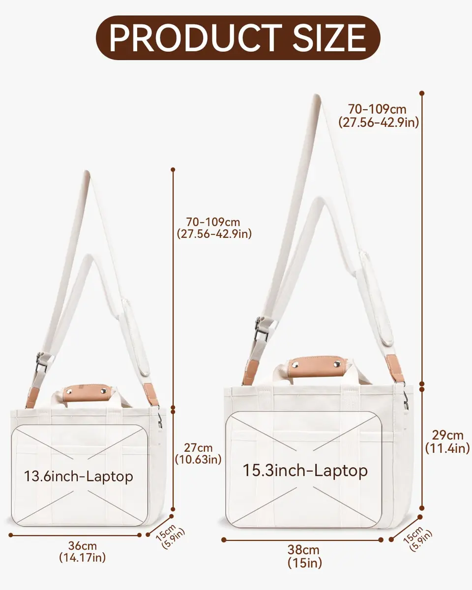 ABOUME Canvas Tote Bag with Multi-Pocket Large Capacity | Multi-Function Women’s Handbag - view 5