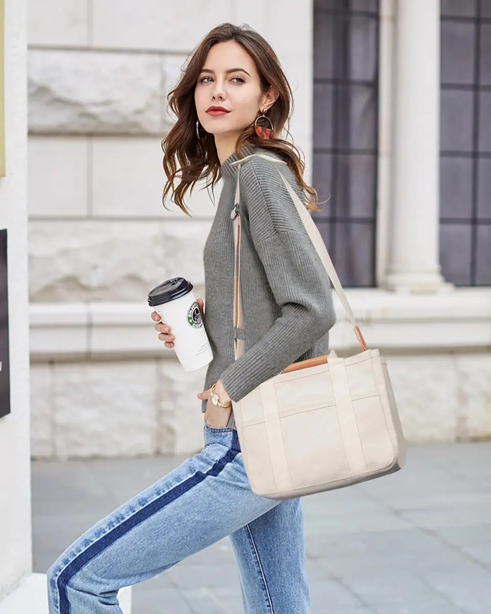 ABOUME Canvas Tote Bag with Multi-Pocket Large Capacity | Multi-Function Women’s Handbag - view 2