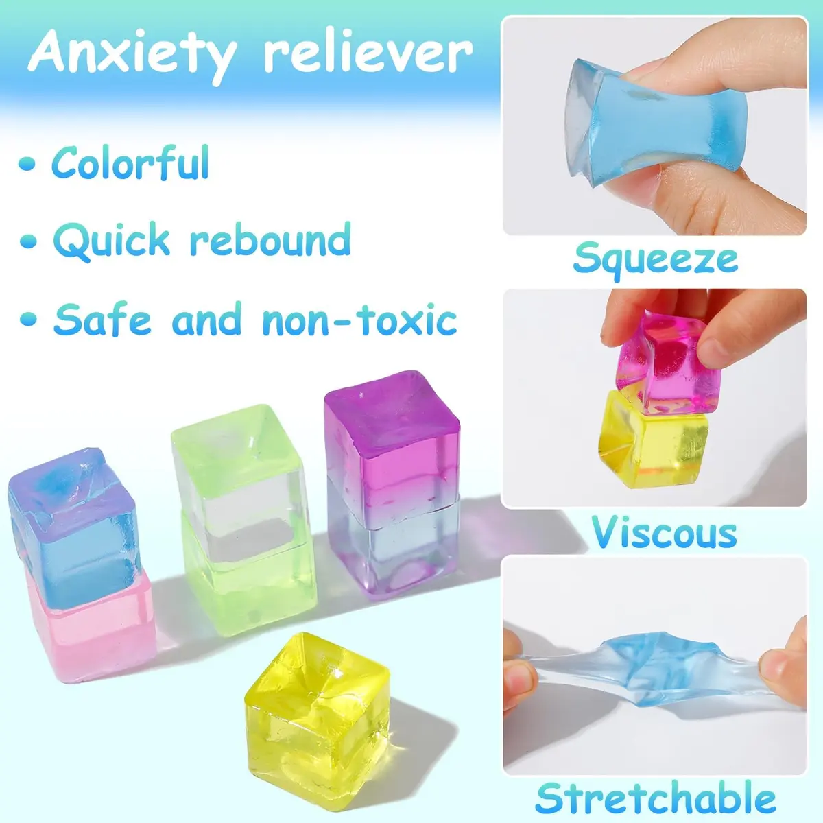 Sketsia Sensory Toys 24 Pcs Cube Squishy Fidget Stress Toys for Adults Kids | Stress Relief & Autism Aid - view 3