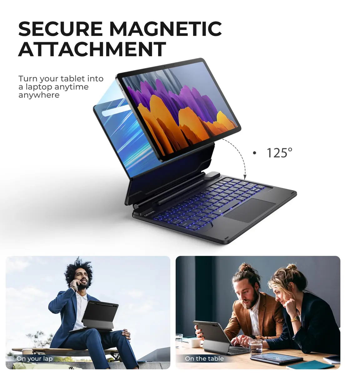 Dexnor Keyboard Case for Samsung Galaxy Tab S10 Lite/S10 FE/S9 FE 10.9"/S9 11" | Magnetic Floating Stand & Multi-Touch Trackpad - view 3