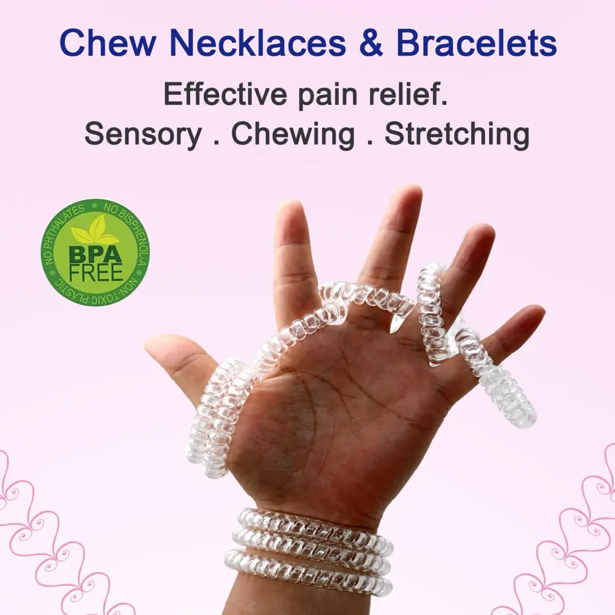 Olugu Clear Coil Chew Necklaces & Bracelets 12 Pcs | Sensory Chewy Jewelry for Kids & Adults - view 4