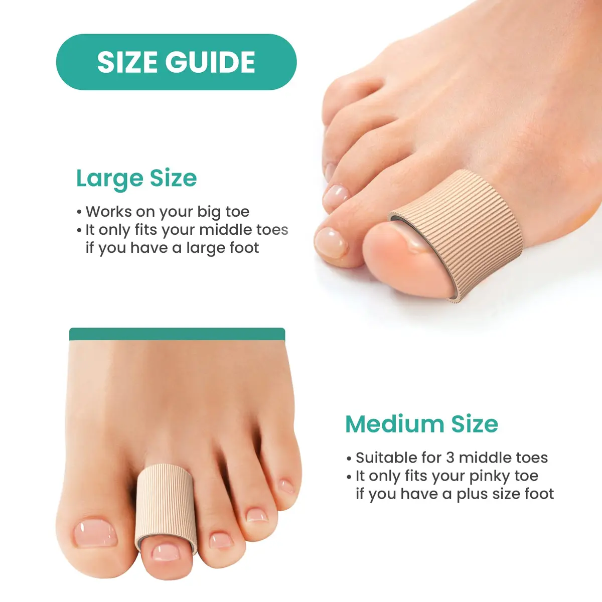 Welnove Toe Tubes Sleeves Protectors 6 Pack | Pain Relief & Comfort for Toes - view 4