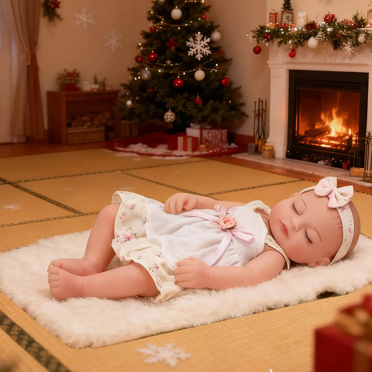 JRLCGYP Realistic Reborn Baby Girl Doll 10 Inches (25.4 cm) with Flower Dress | Soft Vinyl, Lifelike Newborn Look, Ideal Birthday Gift for Kids 3+ - main product image