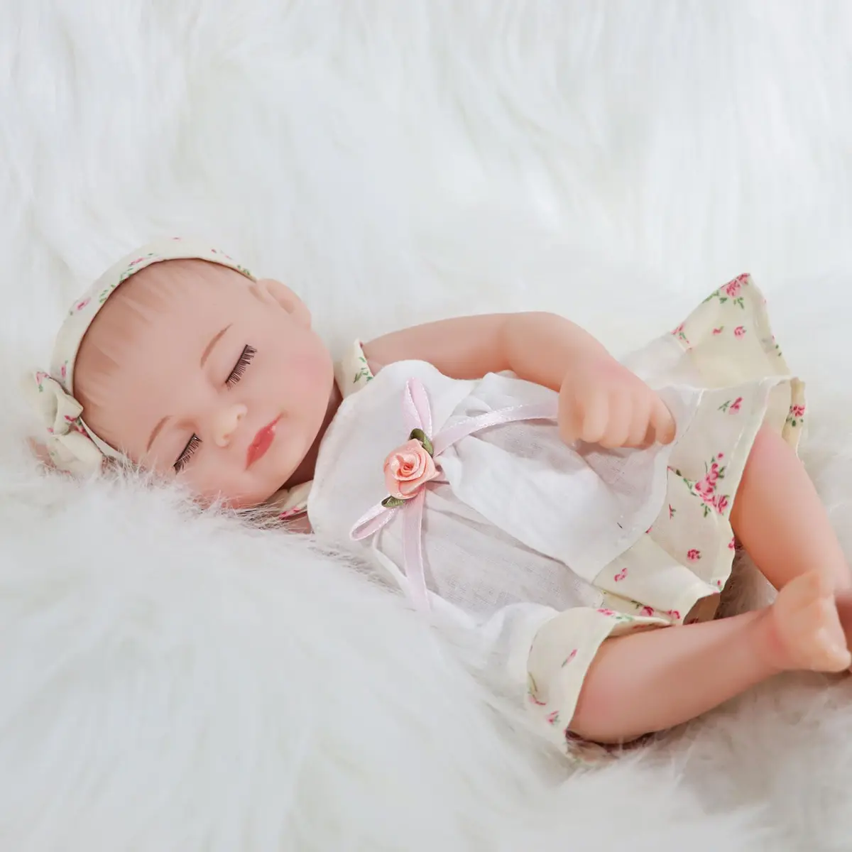 JRLCGYP Realistic Reborn Baby Girl Doll 10 Inches (25.4 cm) with Flower Dress | Soft Vinyl, Lifelike Newborn Look, Ideal Birthday Gift for Kids 3+ - view 5