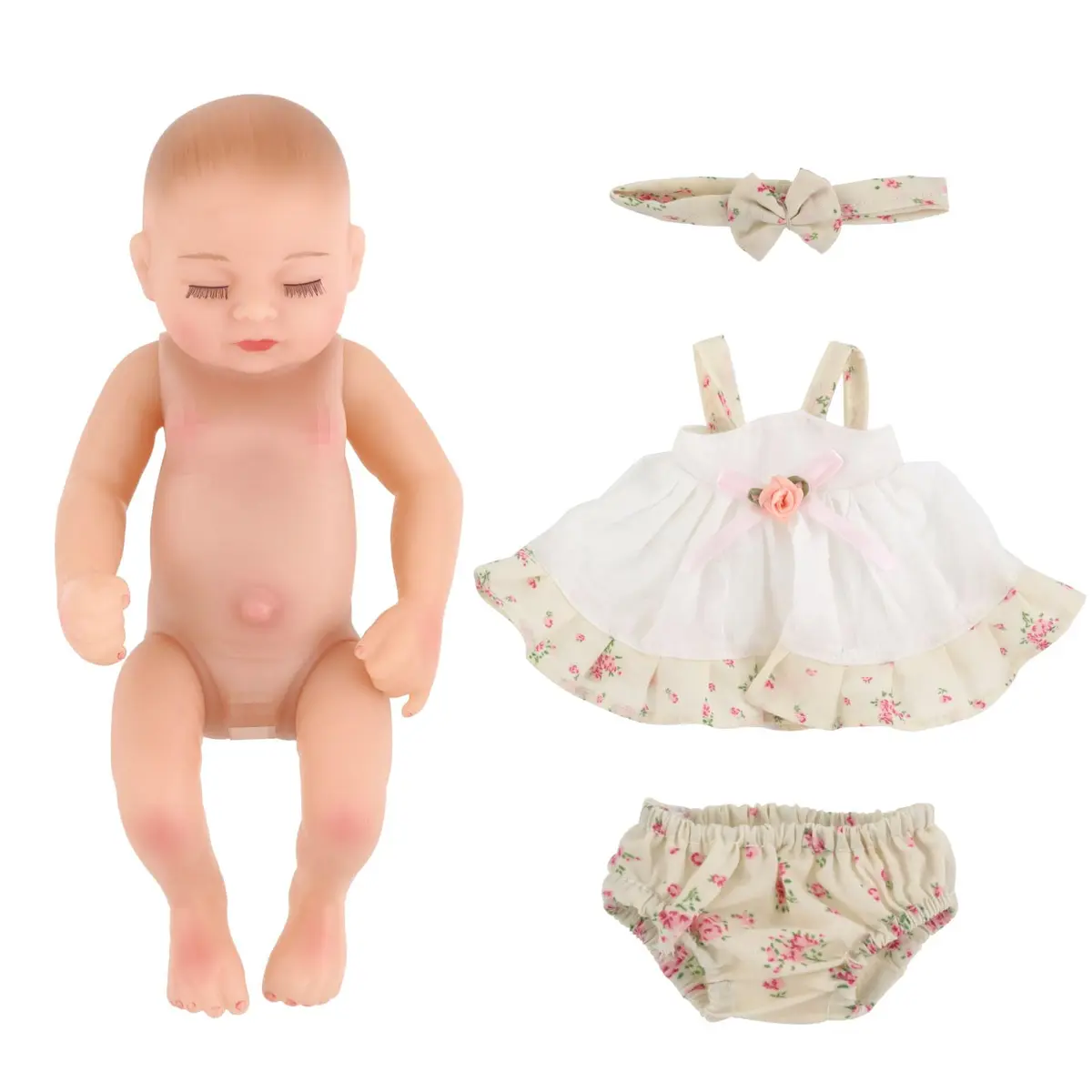 JRLCGYP Realistic Reborn Baby Girl Doll 10 Inches (25.4 cm) with Flower Dress | Soft Vinyl, Lifelike Newborn Look, Ideal Birthday Gift for Kids 3+ - view 7
