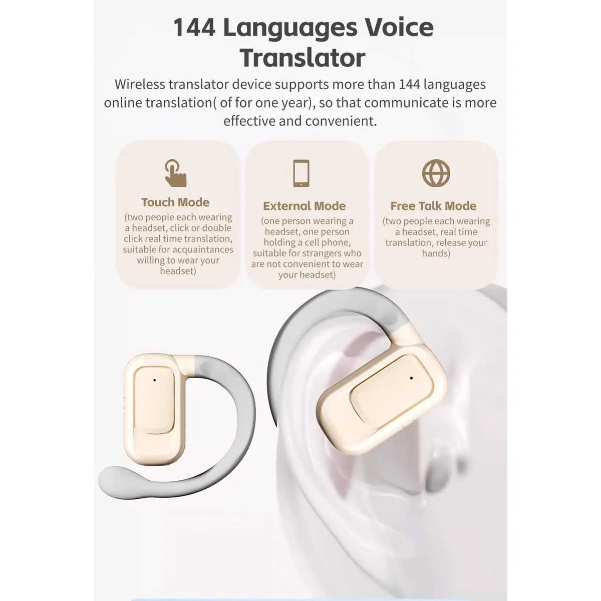 Yoidesu BL02 Translator Earbuds with Digital Display, BT 5.3, 144 Languages Voice Translator Device, Noise Cancellation, HiFi Stereo Earbuds (Black) - view 5